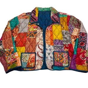 Vintage ARTeZen Silk Quilted Patchwork & Paisley Reversible Jacket Sz Small